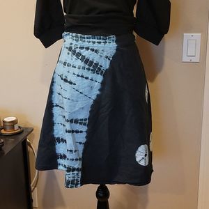 🇱🇷2 for $26 🇱🇷 Hand Tie Dye Boho Skirt in Navy & Light Blue sz M or L